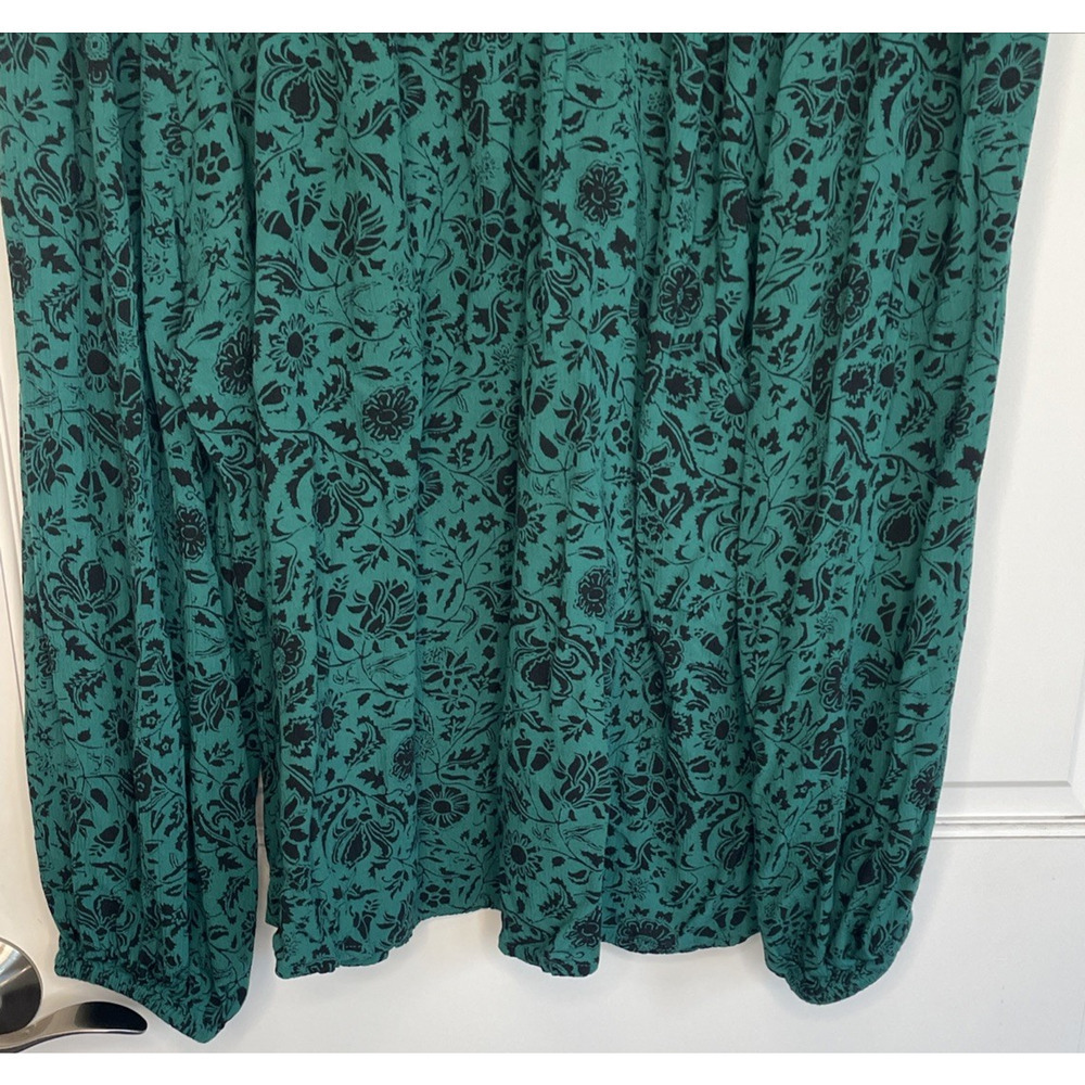 Knox Rose Women's Boho Dark Floral Blouse Sz XXL DK Green Long Sleeve Whimsigoth - Picture 10 of 15